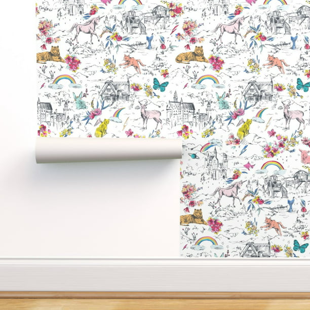 Removable Water-Activated Wallpaper Unicorn Baby Girl Nursery Girls Kids 